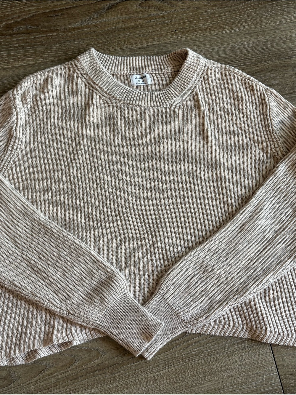 Cotton On Cream Ribbed Crewneck Sweater